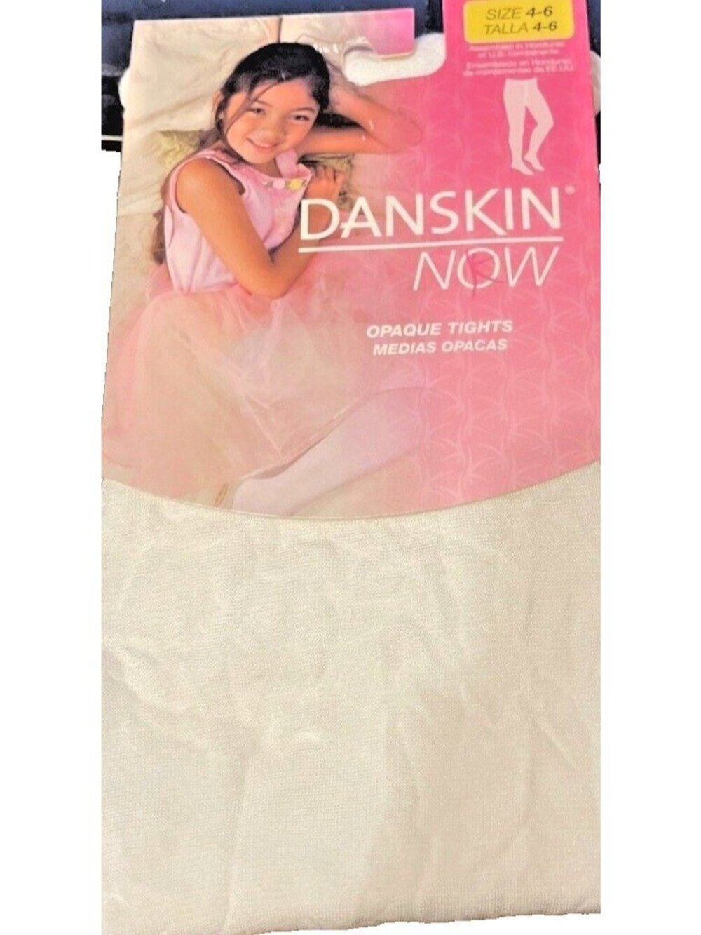 Girls Danskin Now Opaque Tights Size 4-6 Height 39-48" Weight 32-54lb White NWT